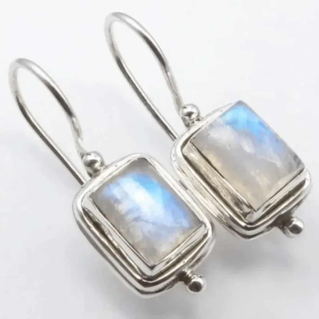 Vintage Square Moonstone Earrings
