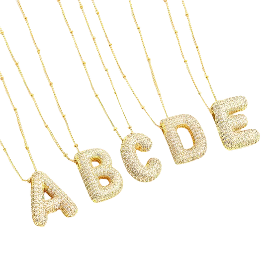 Gold Initial Necklace Set