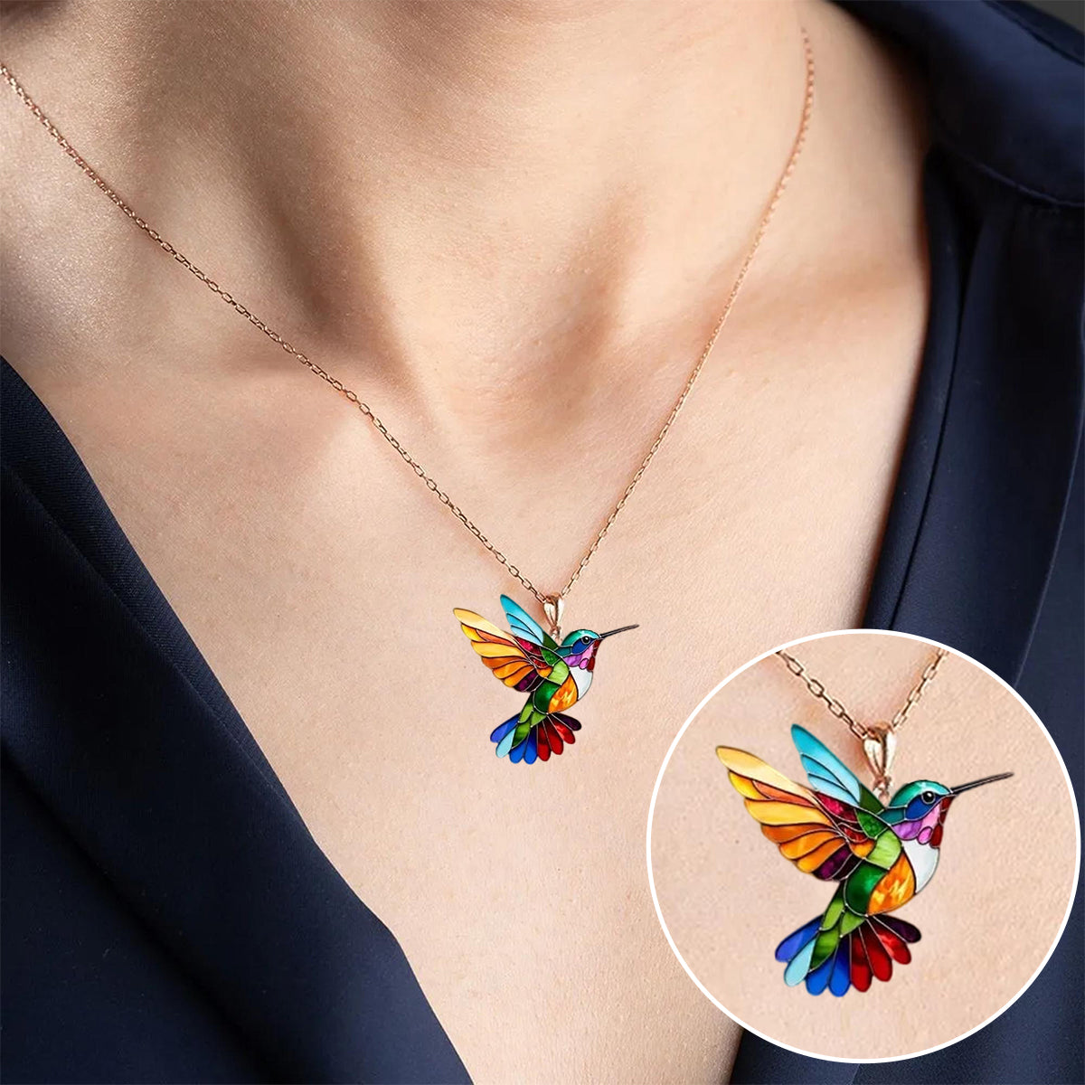 Stunning Hummingbird Pendant Necklace