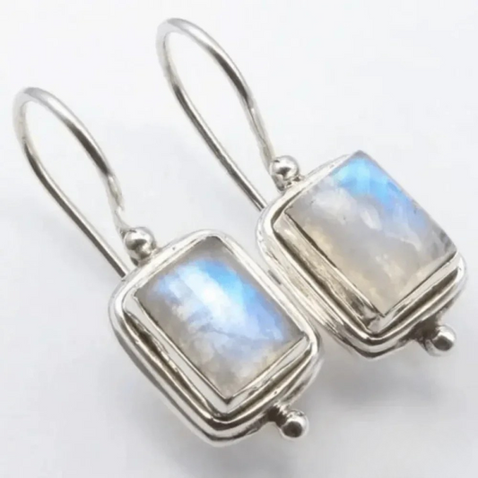 Vintage Square Moonstone Earrings