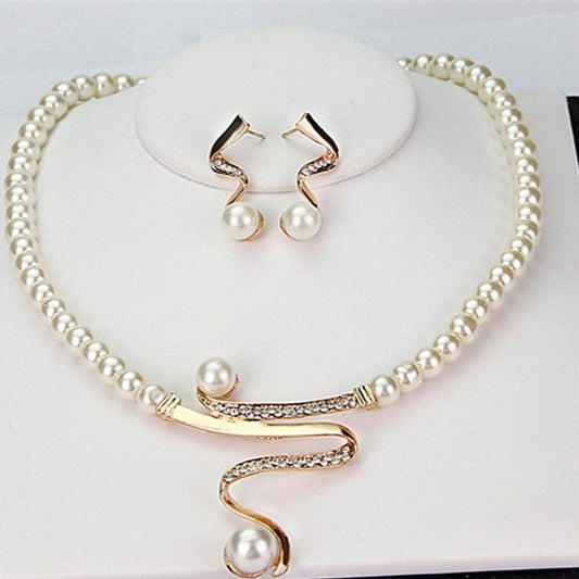 Pearl Necklace and Earring Set
