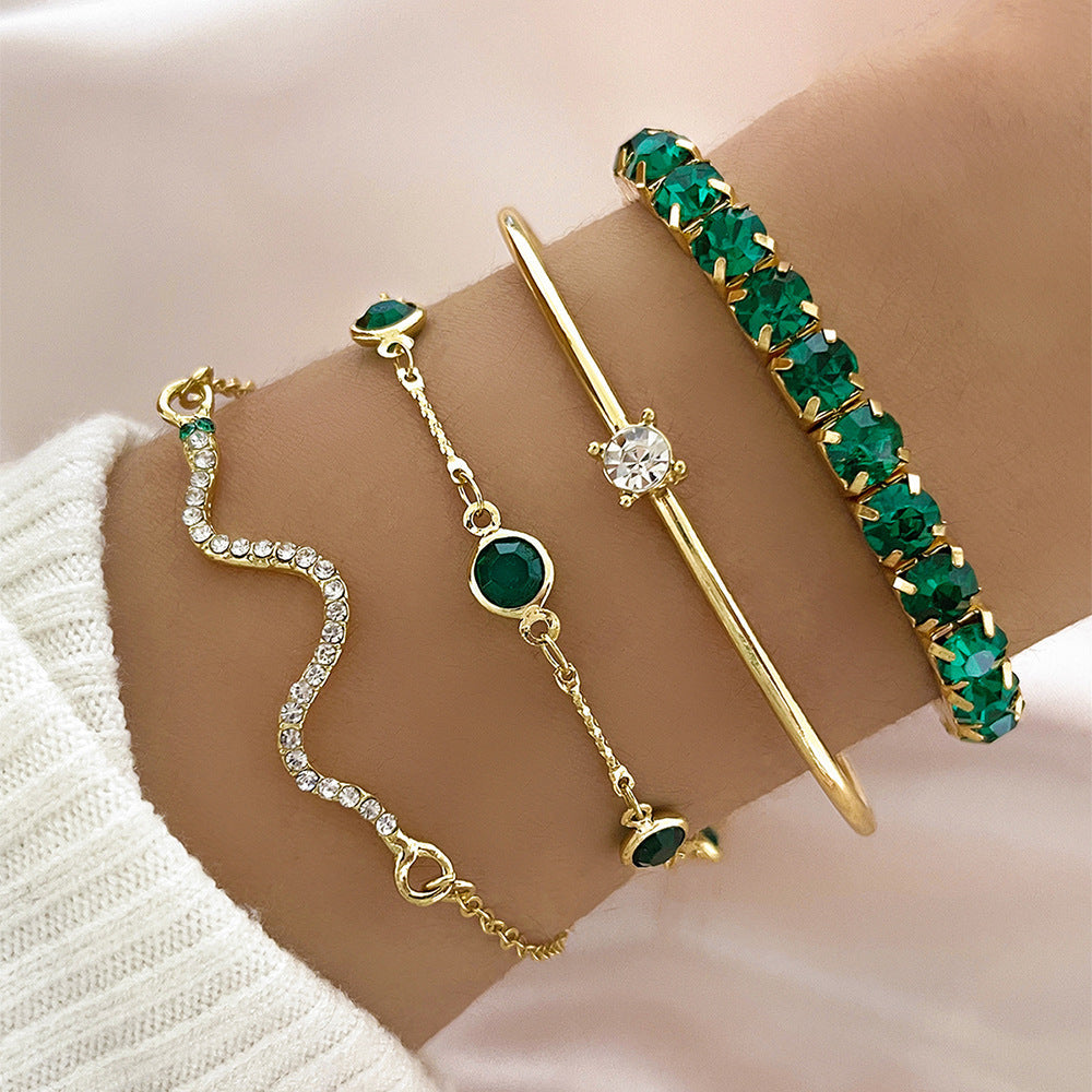 Emerald Crystal Bracelet Set