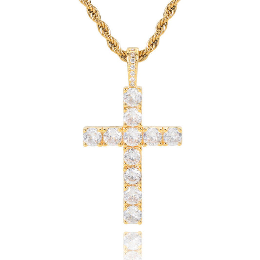 Golden Moissanite Cross Necklace