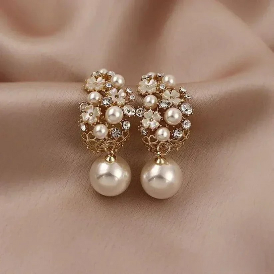 Elegant Flower & Pearl Earrings