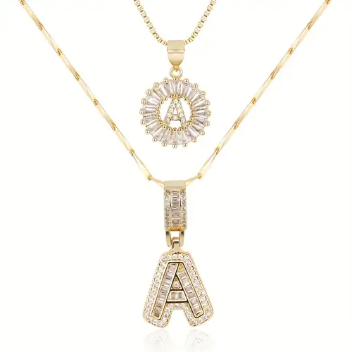 Golden Moissanite Letter Necklace Set