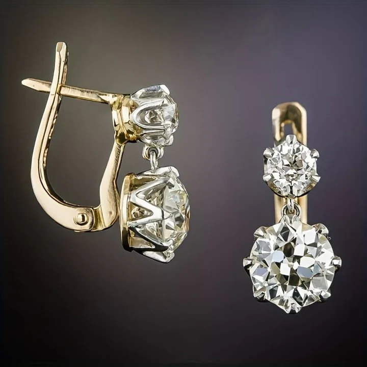 Vintage Gold Zircon Earrings